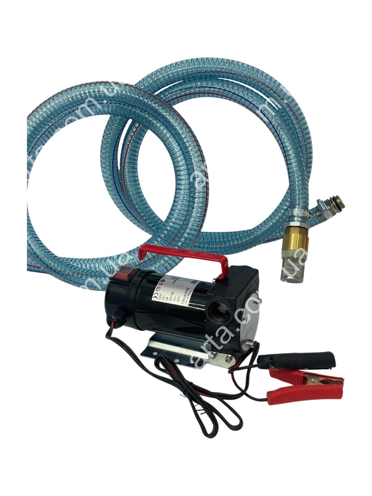 IMG-0086f32b5f47a38f1950afc5403a9dab-V-Photoroom (8) Готовий набір для перекачування дизеля 12В 50 л/хв – насос + шланги 4м + фільтр сітка - Зображення 1